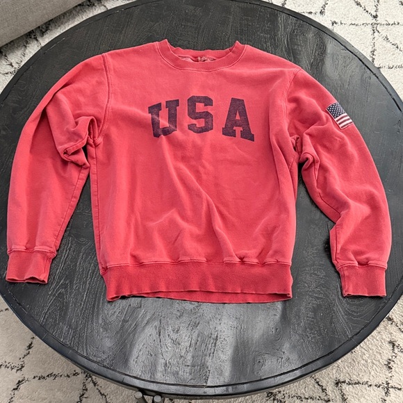 Brandy Melville Sweaters - Brandy Melville Red USA Crew Neck Sweater